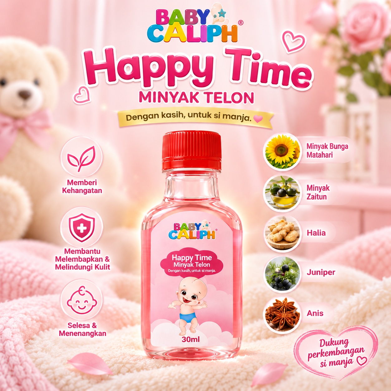 Baby Caliph Happy Time Minyak Telon — kempen merah jambu